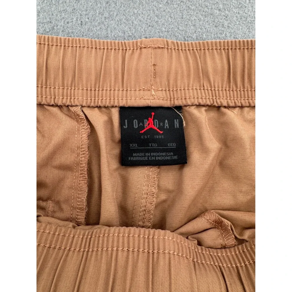 Jordan Cargo Pants Mens Large Tan Woven Drawstring Jumpman Logo Pockets Utility